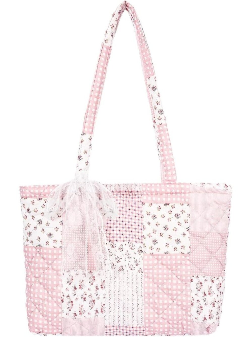 Quilted Small Tote Bag for Women, Lightweight Floral Shoulder Bag,Soft College T